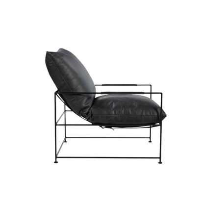 28" Black Genuine Leather Distressed Arm Chair HomeRoots
