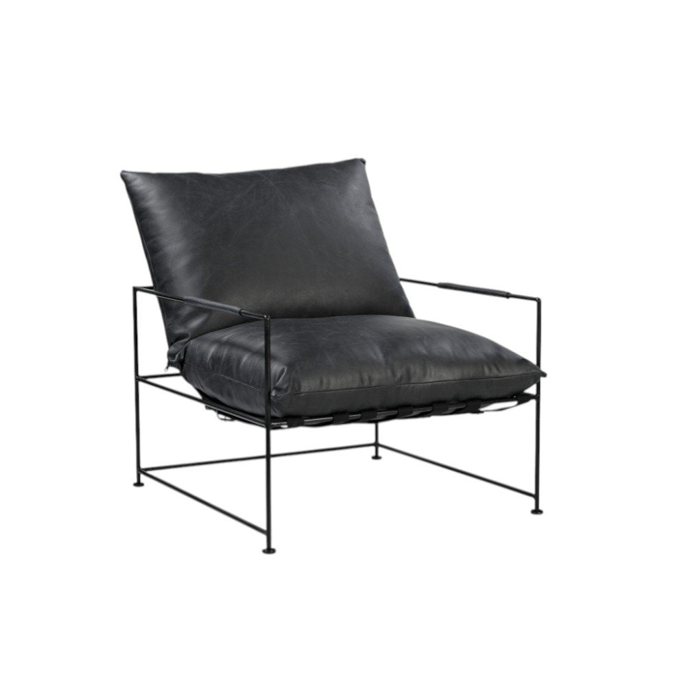 28" Black Genuine Leather Distressed Arm Chair HomeRoots
