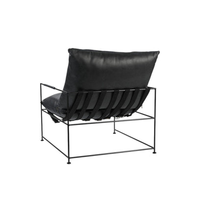 28" Black Genuine Leather Distressed Arm Chair HomeRoots