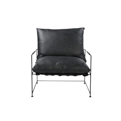 28" Black Genuine Leather Distressed Arm Chair HomeRoots