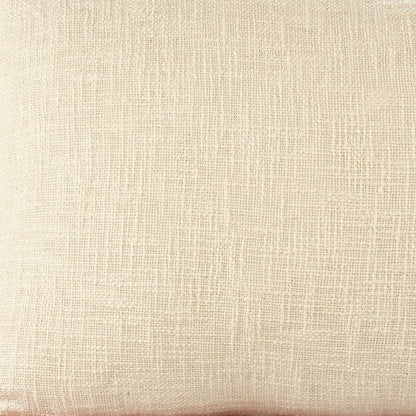 Set of Two Ivory And Red Lumbar Christmas Plaid Cotton Throw Pillow Covers with Fringe