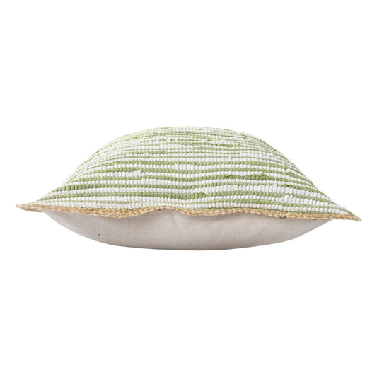 Set of Two 20" Green Beach Striped Cotton Blend Throw Pillows