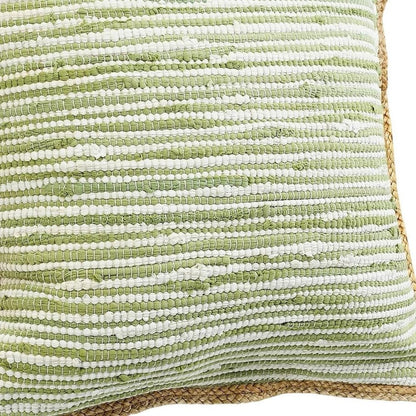Set of Two 20" Green Beach Striped Cotton Blend Throw Pillows