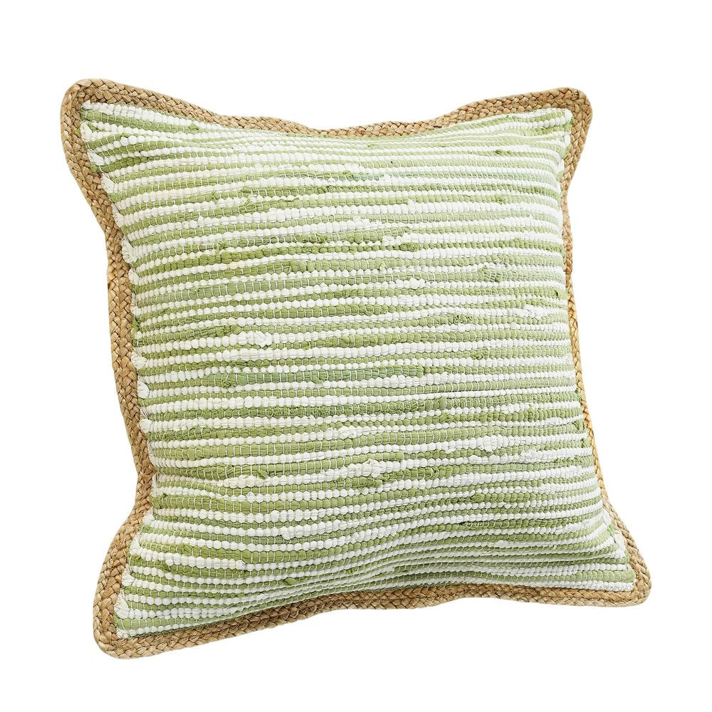 Set of Two 20" Green Beach Striped Cotton Blend Throw Pillows — view 2