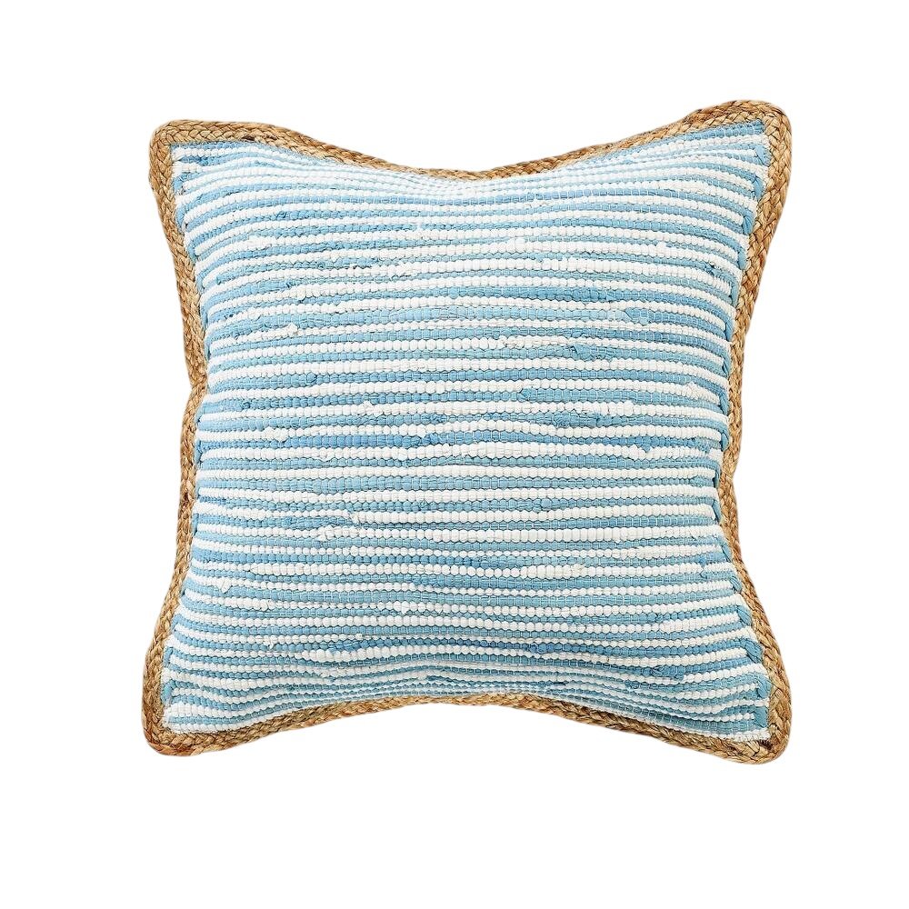 Set of Two 20" Blue Beach Striped Throw Pillows — view 4