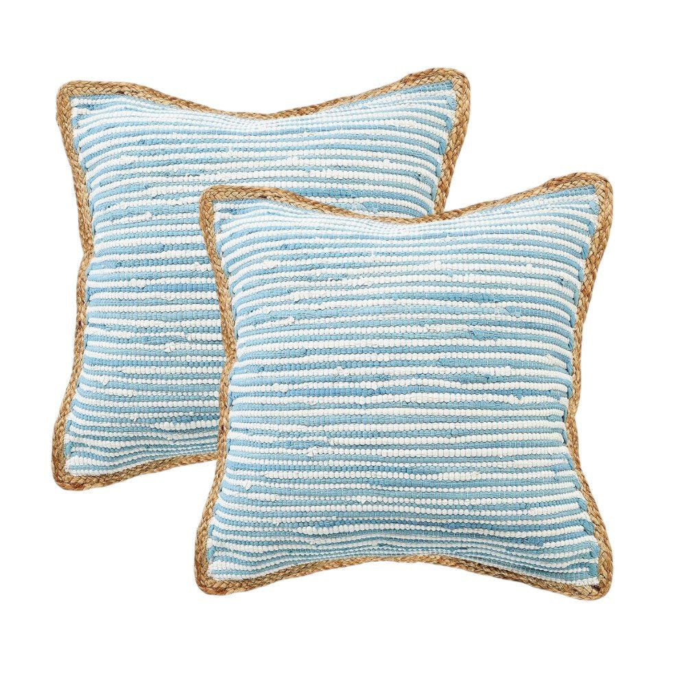 Set of Two 20" Blue Beach Striped Throw Pillows — view 6