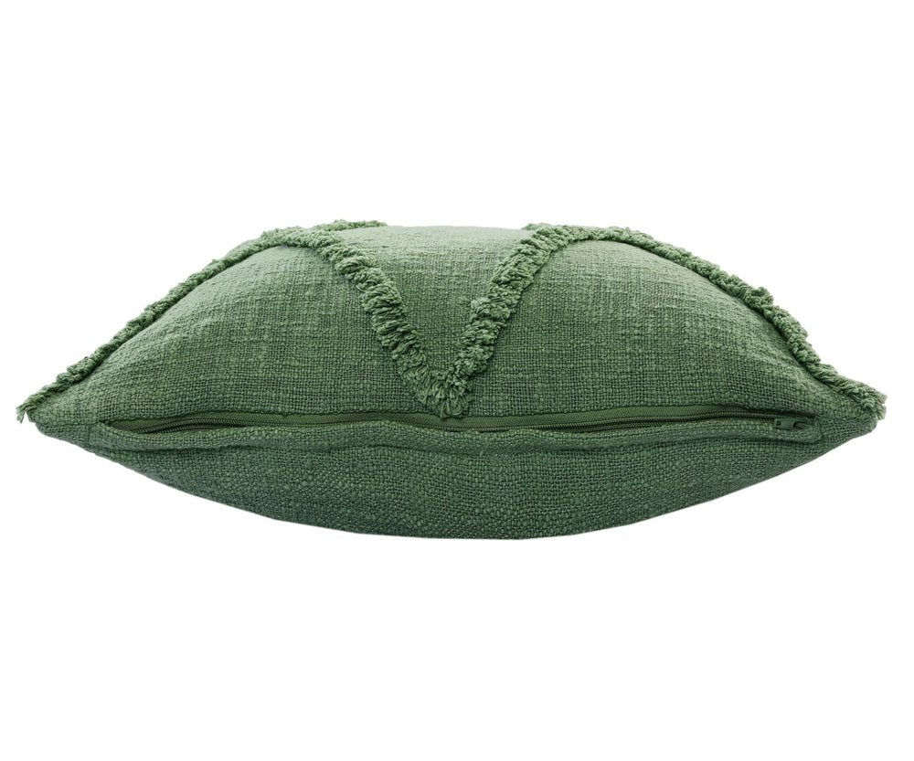 Set of Two 20" Forest Green Geometric Throw Pillows with Tufts — view 1