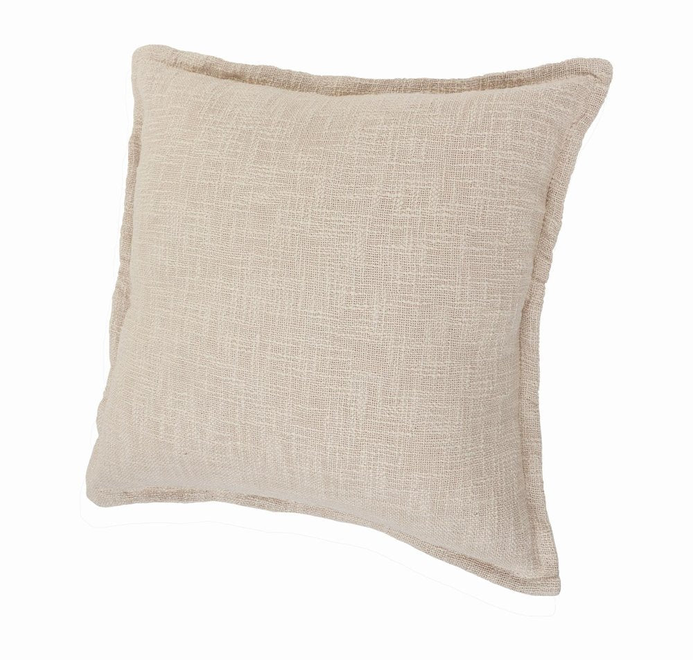 Set of Two 20" Beige Cotton Throw Pillows — view 4