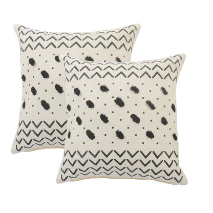 Set of Two 20" White Chevron Throw Pillows