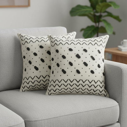 Set of Two 20" White Chevron Throw Pillows