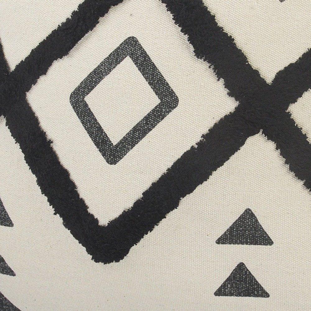 Set of Two 20" Natural And Black Geometric Cotton Throw Pillows with Texture — view 3