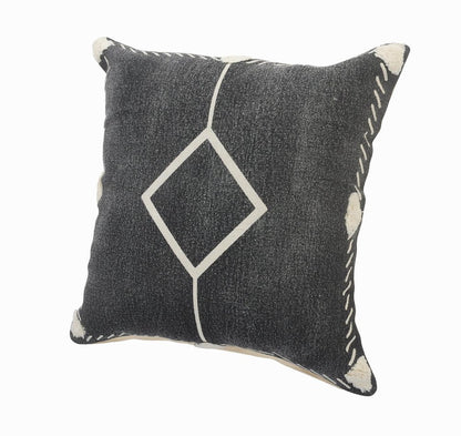 Set of Two 20" Black And Off White Diamond Cotton Throw Pillows HomeRoots