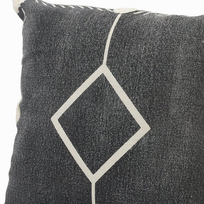 Set of Two 20" Black And Off White Diamond Cotton Throw Pillows HomeRoots