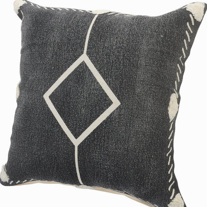 Set of Two 20" Black And Off White Diamond Cotton Throw Pillows HomeRoots
