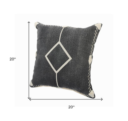 Set of Two 20" Black And Off White Diamond Cotton Throw Pillows HomeRoots