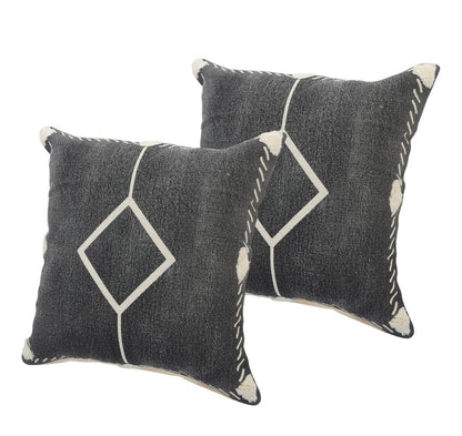 Set of Two 20" Black And Off White Diamond Cotton Throw Pillows HomeRoots