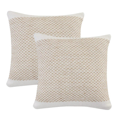 Set of Two 20" Natural Striped Throw Pillows