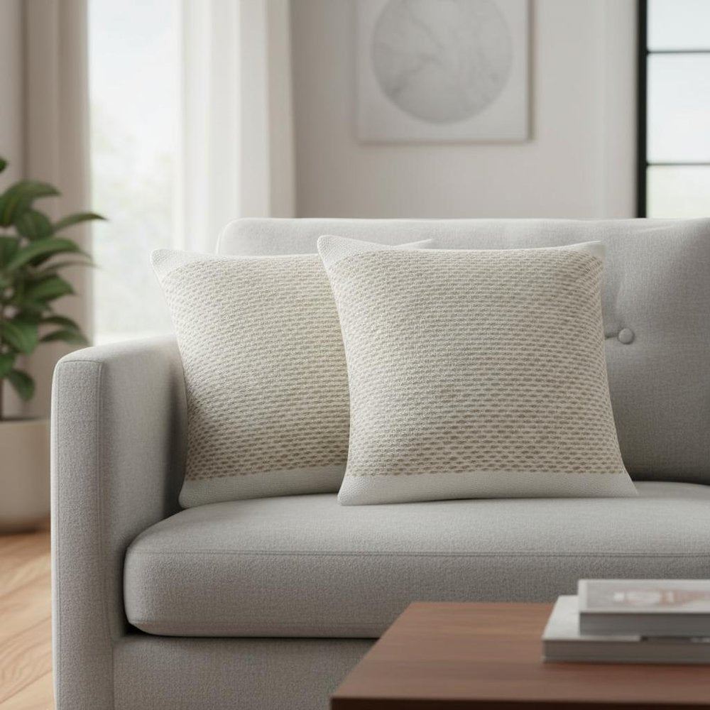 Set of Two 20" Natural Striped Throw Pillows — view 7