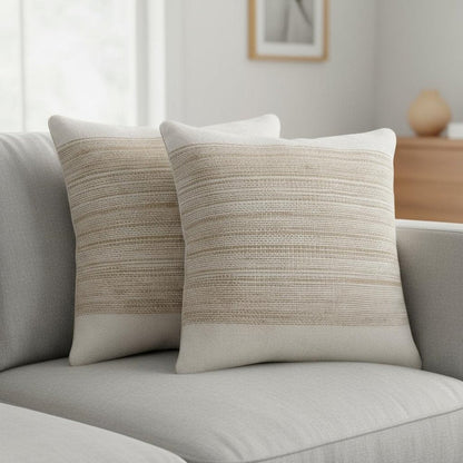 Set of Two 20" Sand Striped Throw Pillows