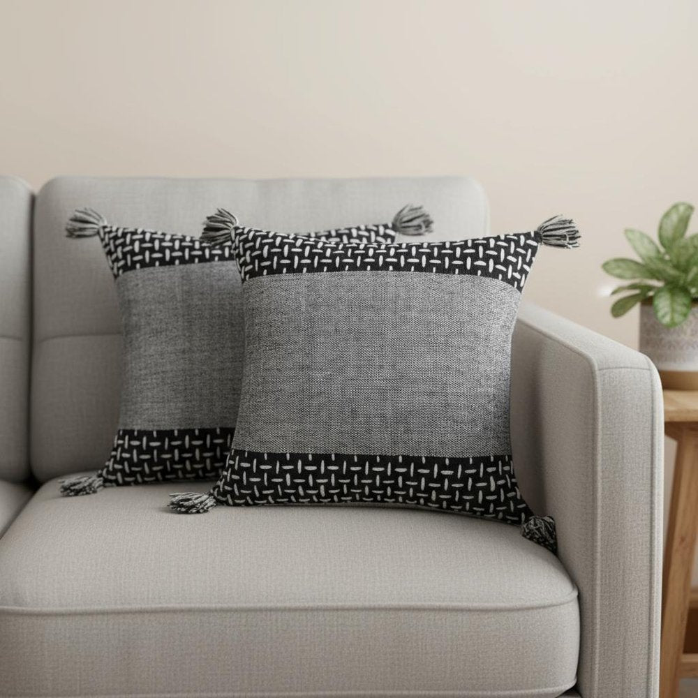Set of Two 20" Gray Geometric Throw Pillows — view 6