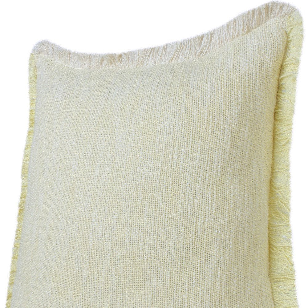 Set of Two 20" Lemon Cotton Throw Pillows with Fringe — view 4