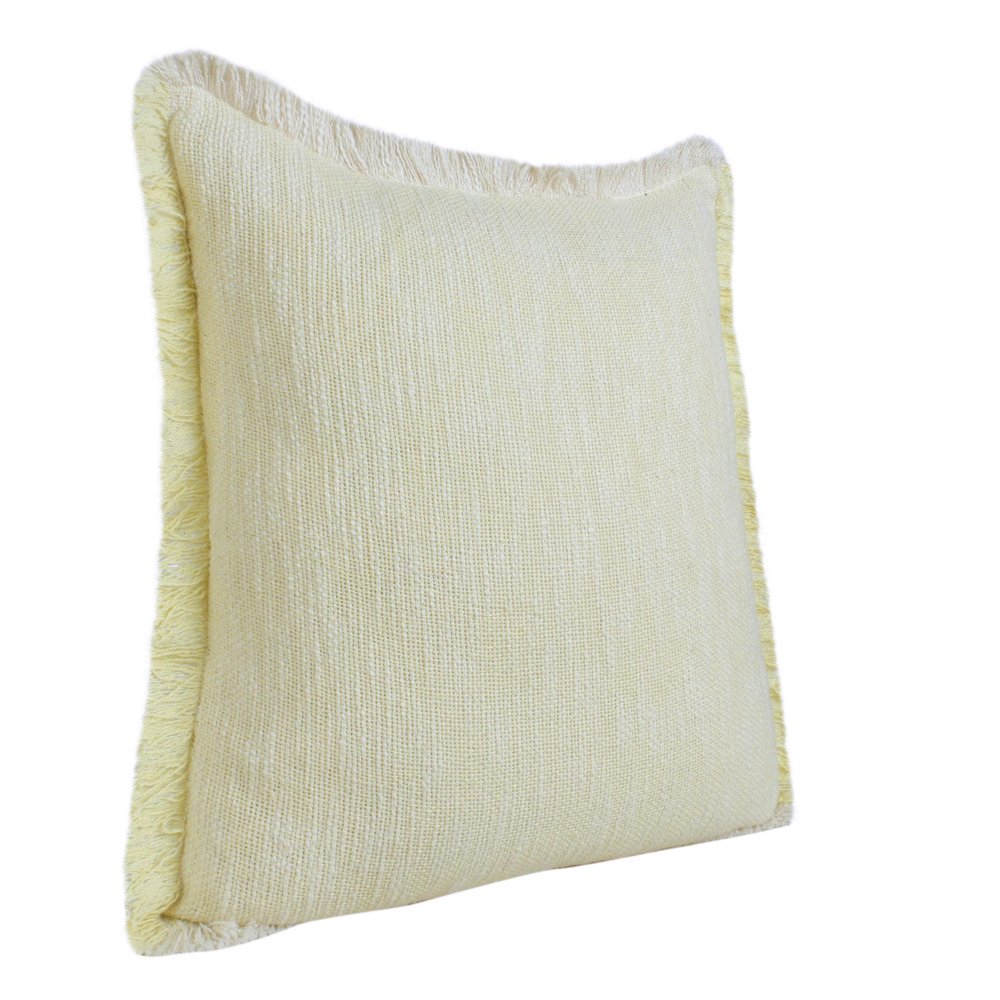 Set of Two 20" Lemon Cotton Throw Pillows with Fringe — view 5