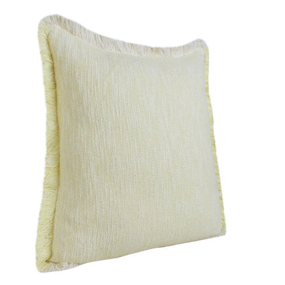 Set of Two 20" Lemon Cotton Throw Pillows with Fringe