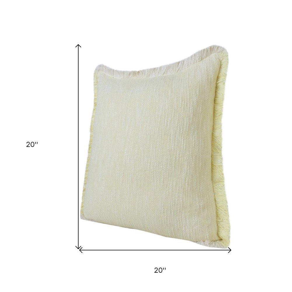 Set of Two 20" Lemon Cotton Throw Pillows with Fringe — view 6