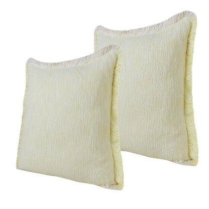 Set of Two 20" Lemon Cotton Throw Pillows with Fringe