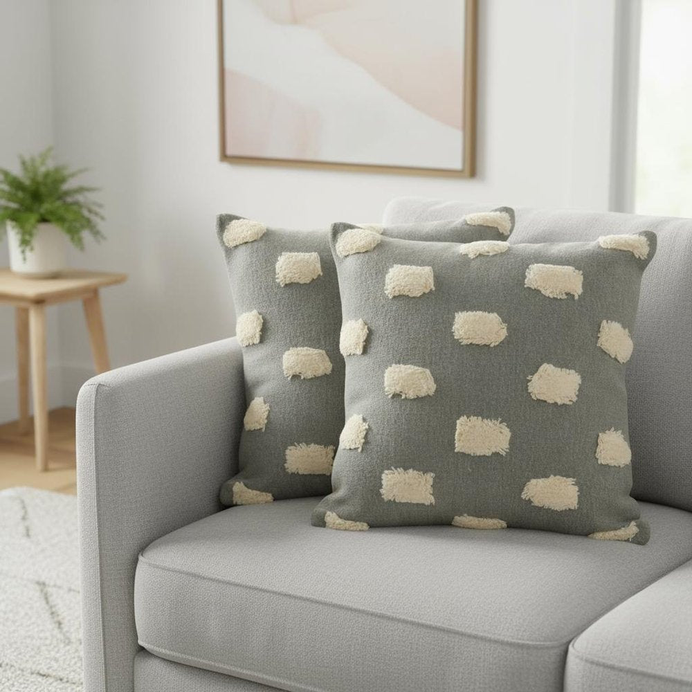 Set of Two 20" Light Gray Striped Throw Pillows — view 7