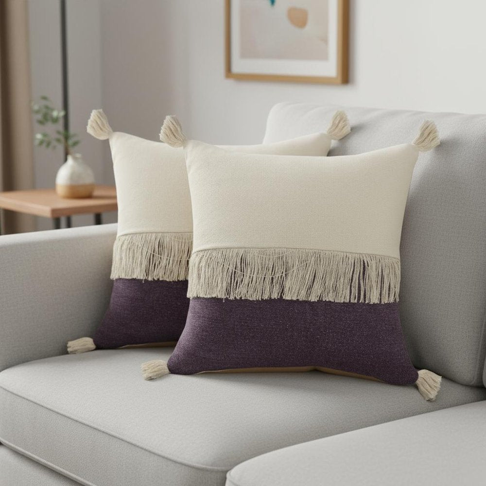 Set of Two 20" Purple Color Block Throw Pillows — view 7