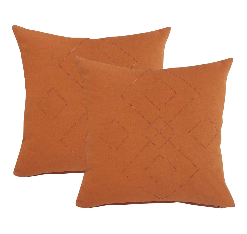 Set of Two 20" Golden Brown Geometric Throw Pillows — view 2