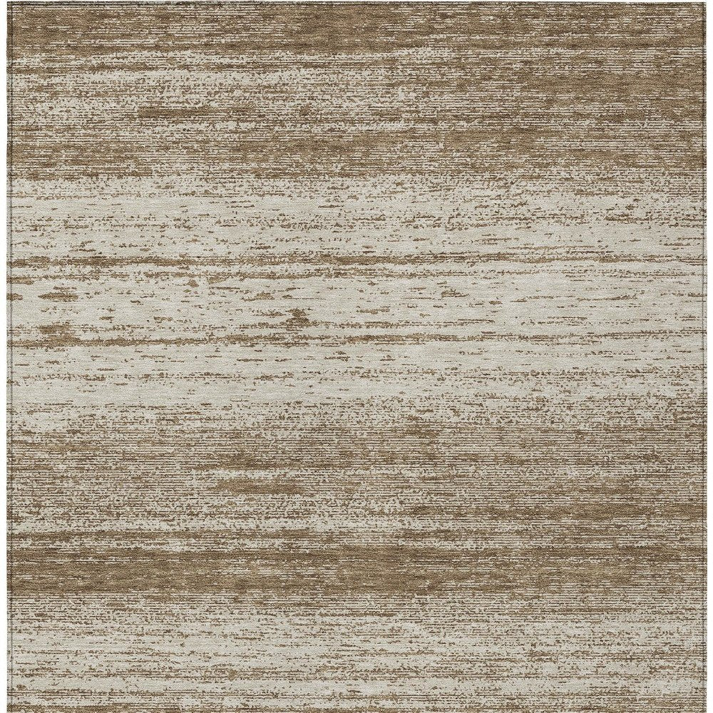 10' X 14' Brown And Beige Striped Washable Indoor Outdoor Area Rug — view 7