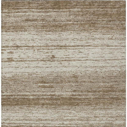 10' X 14' Brown And Beige Striped Washable Indoor Outdoor Area Rug HomeRoots