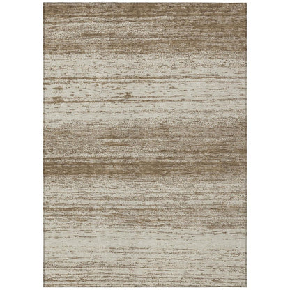 10' X 14' Brown And Beige Striped Washable Indoor Outdoor Area Rug HomeRoots