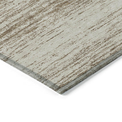 10' X 14' Brown And Beige Striped Washable Indoor Outdoor Area Rug HomeRoots