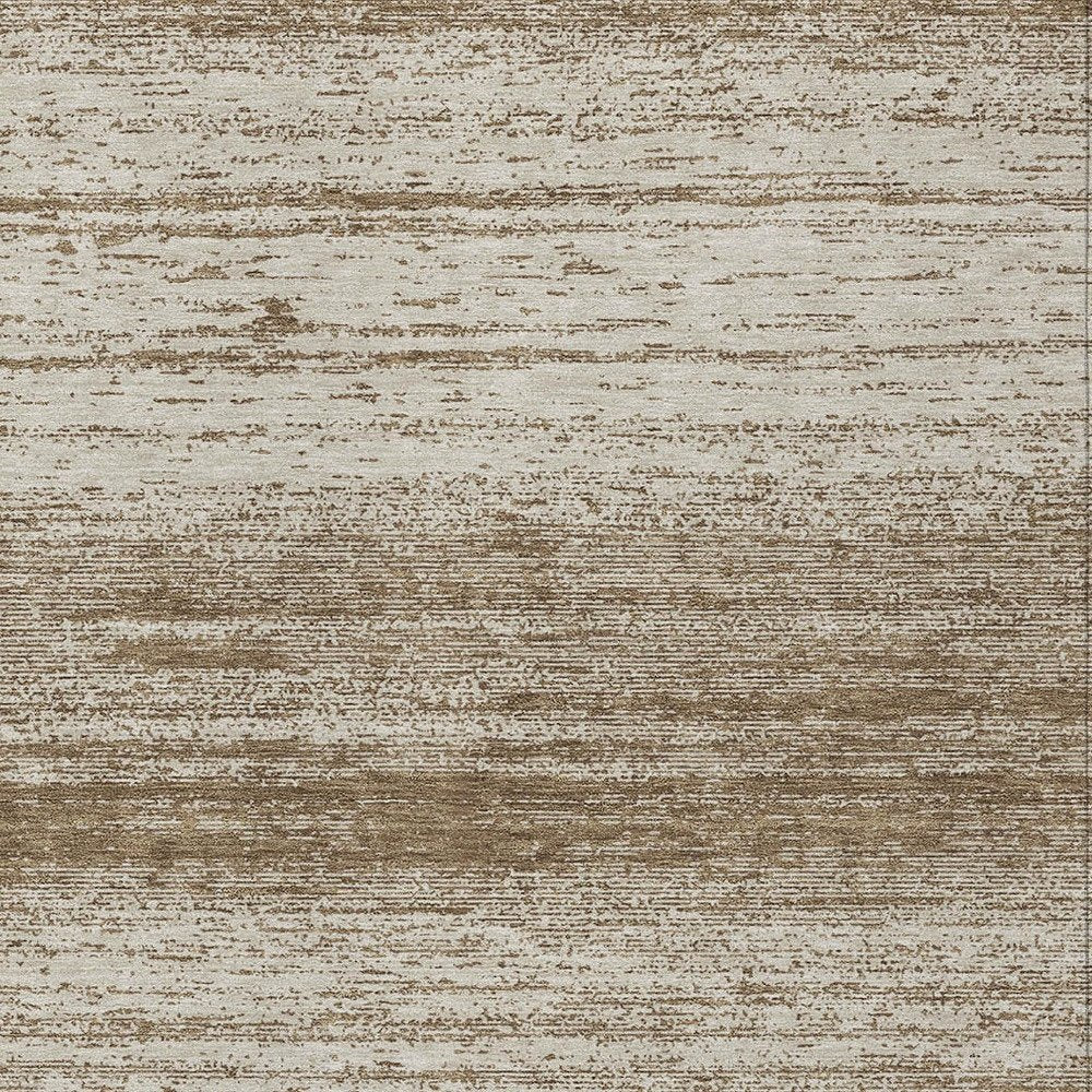 10' X 14' Brown And Beige Striped Washable Indoor Outdoor Area Rug HomeRoots