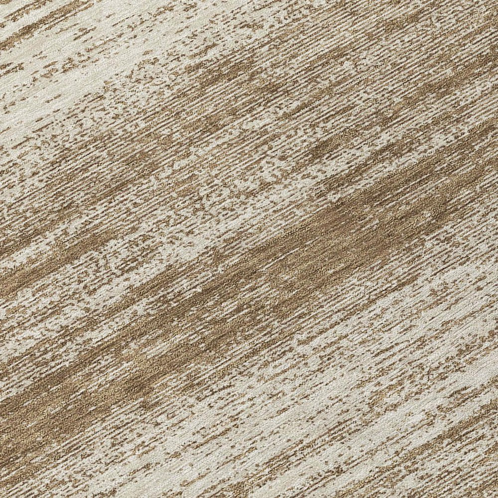 10' X 14' Brown And Beige Striped Washable Indoor Outdoor Area Rug HomeRoots