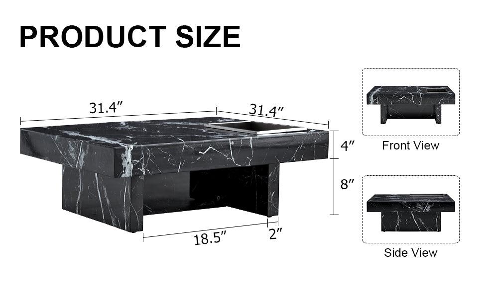 A modern and practical coffee table made of MDF material with black patterns - FurniFindUSA