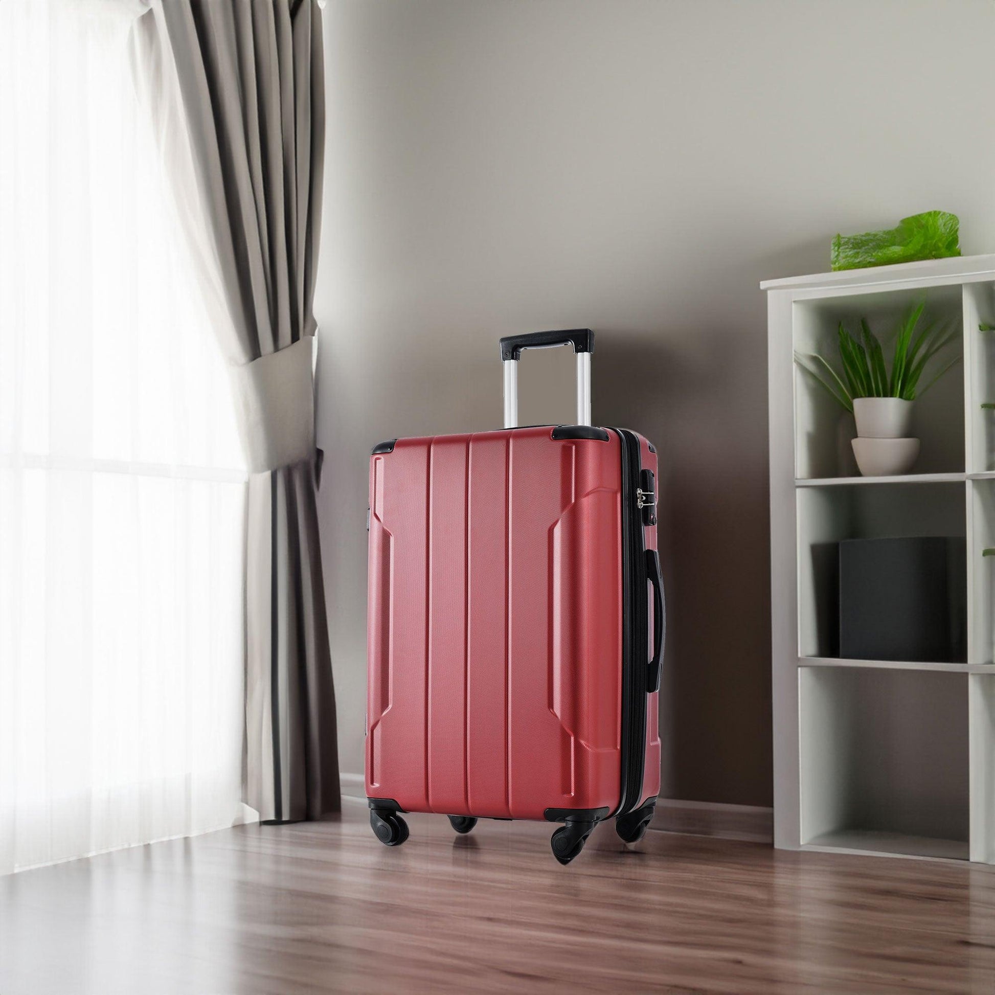 Hardshell Luggage Spinner Suitcase with TSA Lock Lightweight Expandable 24'' (Single Luggage) Red + ABS + 24 Inch - FurniFindUSA