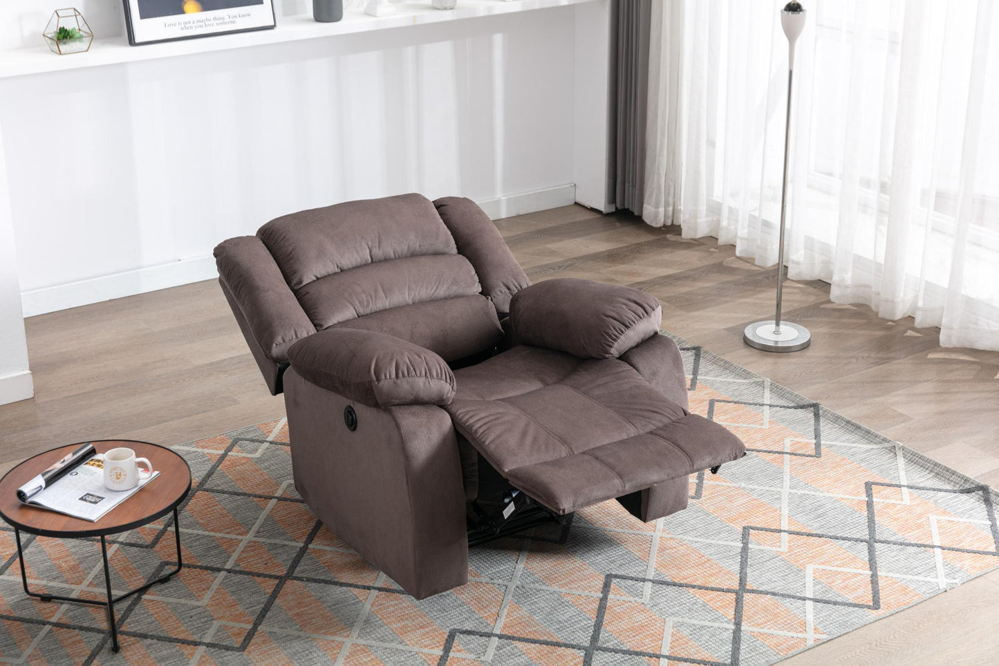 Classic Electric Recliner with Soft Cushion and Back, Small Sofa with Comfortable Armchair - FurniFindUSA