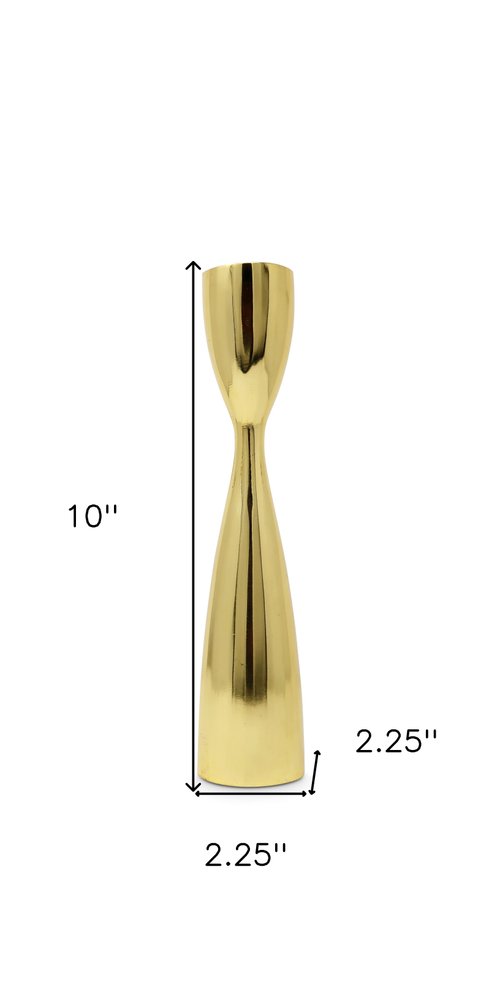 10" Gold Stainless Steel Tabletop Taper Candlestick HomeRoots