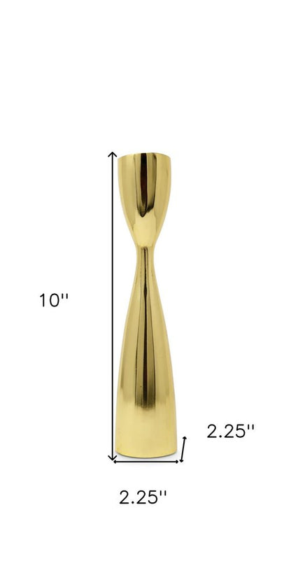 10" Gold Stainless Steel Tabletop Taper Candlestick HomeRoots