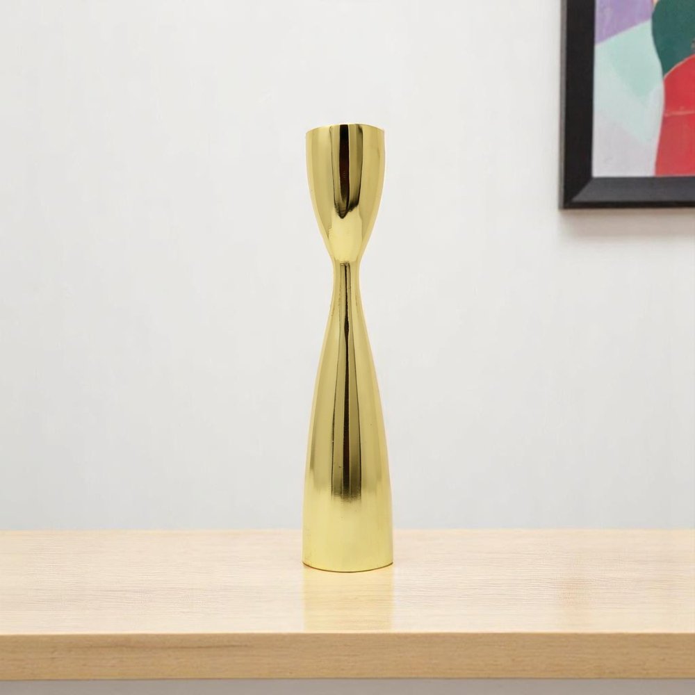10" Gold Stainless Steel Tabletop Taper Candlestick HomeRoots