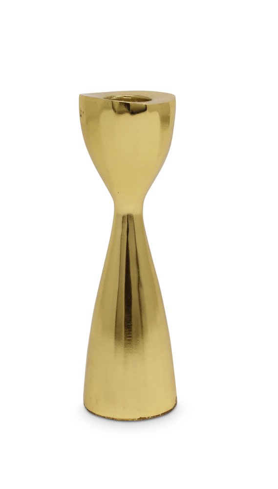 6" Gold Stainless Steel Tabletop Taper Candlestick HomeRoots