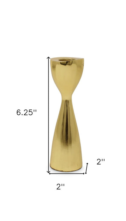 6" Gold Stainless Steel Tabletop Taper Candlestick HomeRoots