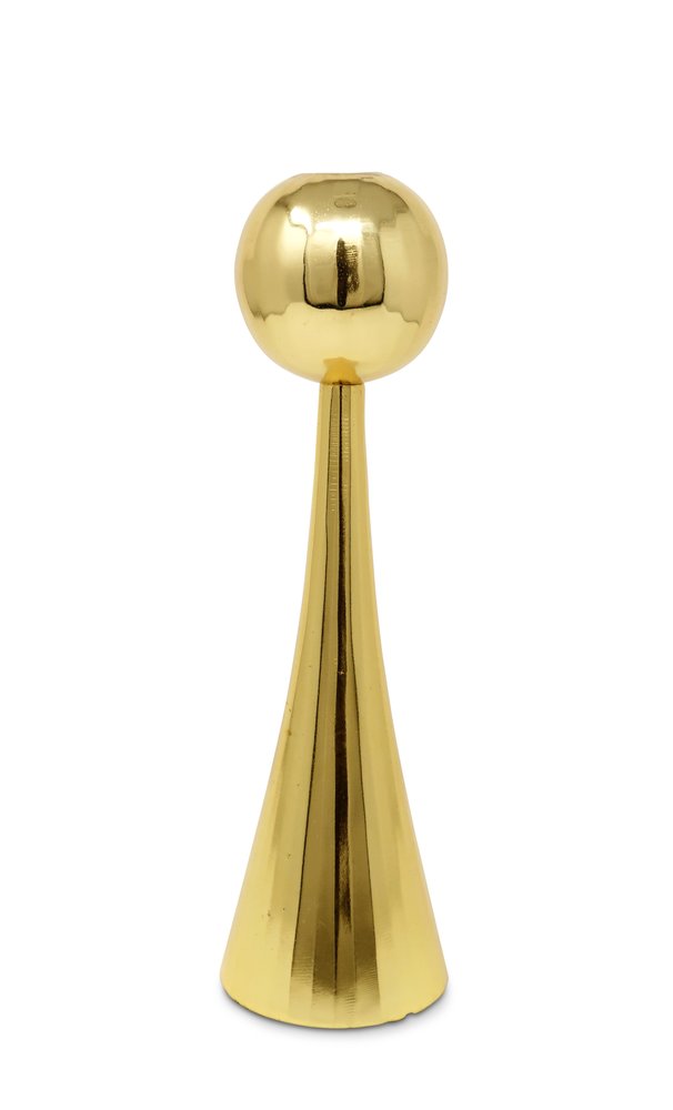 12" Gold Stainless Steel Tabletop Taper Candlestick HomeRoots