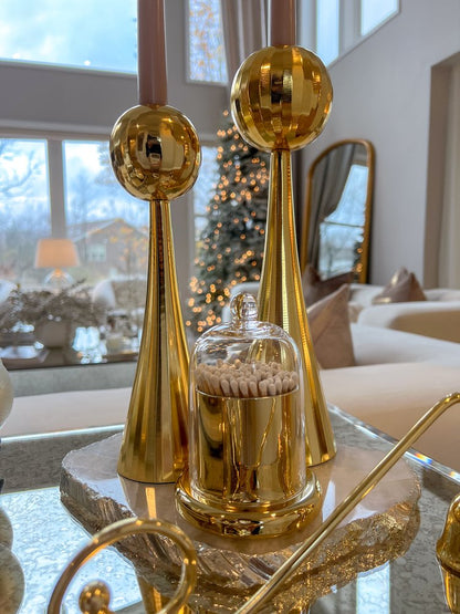 12" Gold Stainless Steel Tabletop Taper Candlestick HomeRoots
