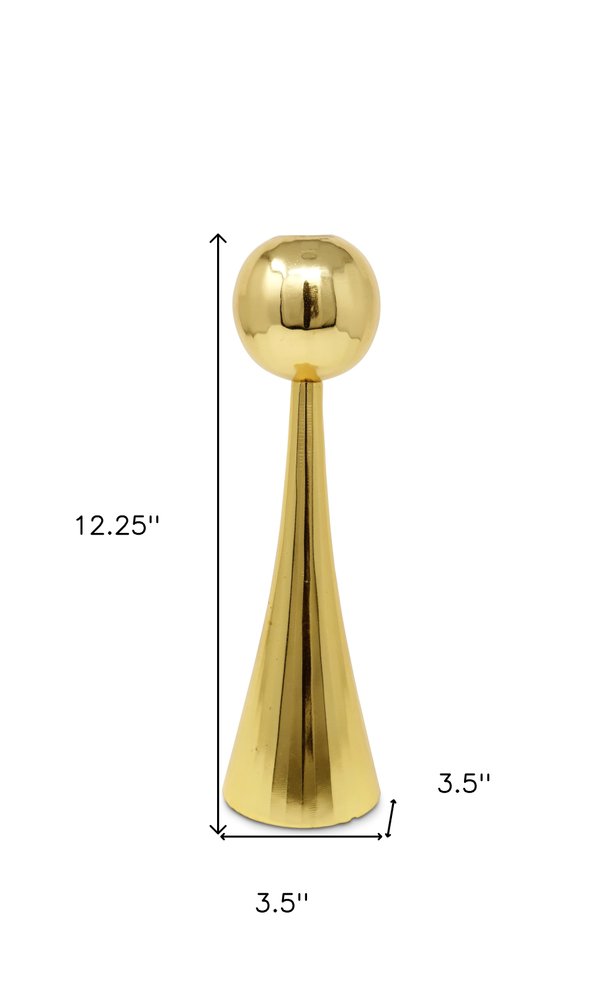 12" Gold Stainless Steel Tabletop Taper Candlestick HomeRoots