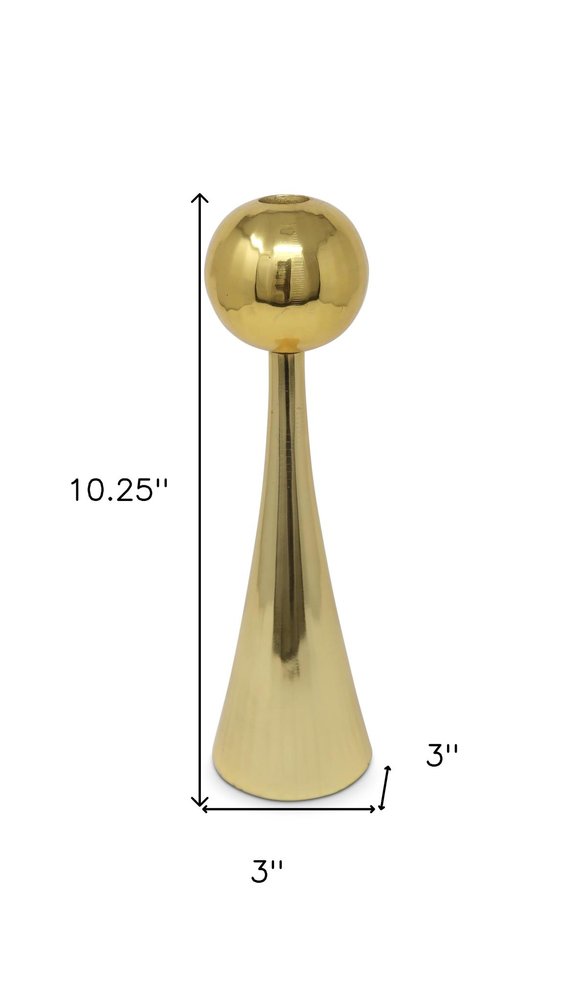 10" Gold Stainless Steel Tabletop Taper Candlestick — view 5